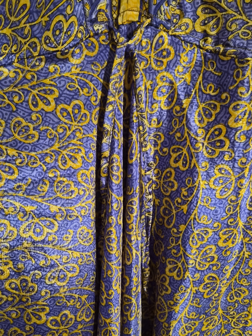 NWT, 100% Crepe Silk Light Blue and Yellow Floral Maxi Dress - Picture 5 of 8